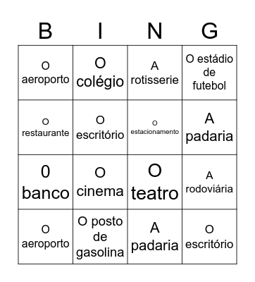 Bingo Lugares da Cidade Bingo Card