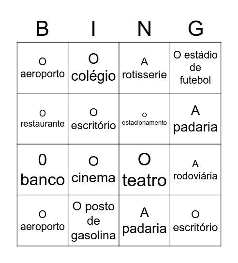 Bingo Lugares da Cidade Bingo Card