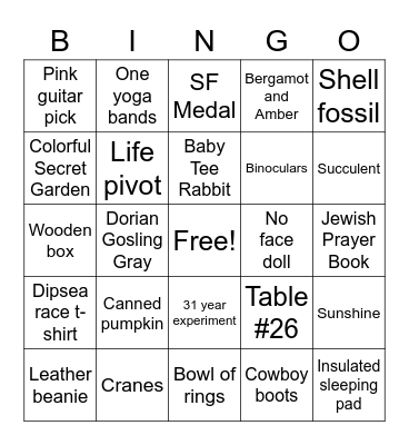 STVP Show & Tell! Bingo Card