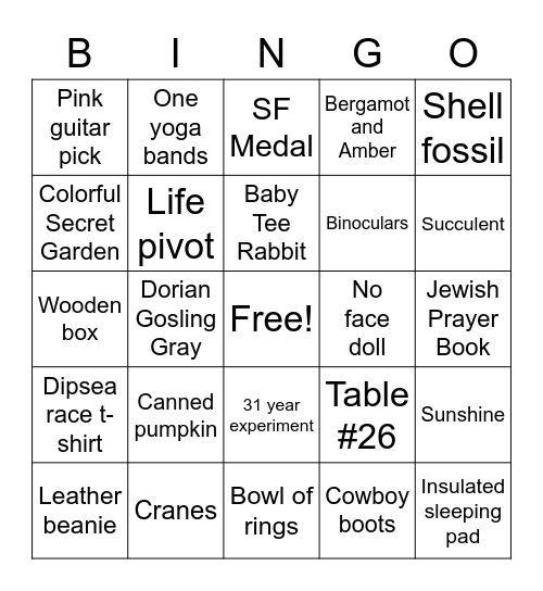 STVP Show & Tell! Bingo Card