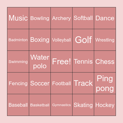 Sports! Bingo Card