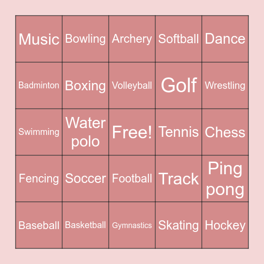 Sports! Bingo Card