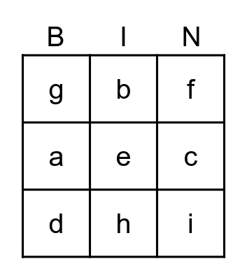 bingo letters Bingo Card