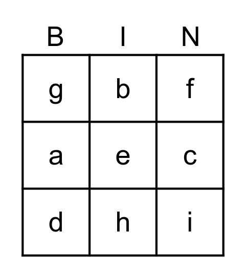 bingo letters Bingo Card