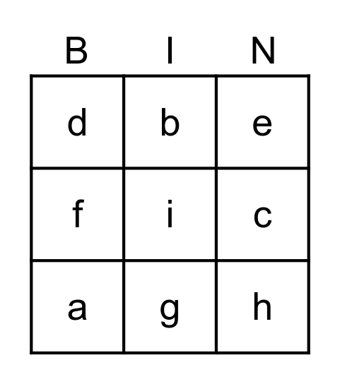 bingo letters Bingo Card