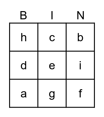 bingo letters Bingo Card