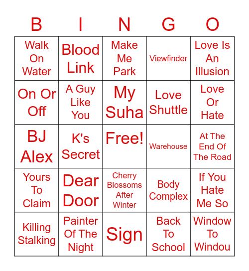 Yaoi Manhwa Bingo Card