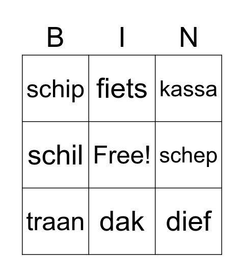 Bingo lijst 9 Bingo Card