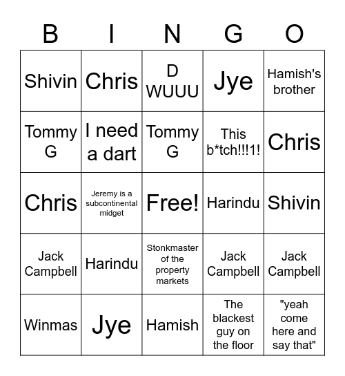 7th floor Bingo Card