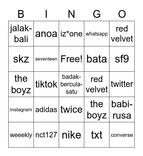 Chuu's Bingo Card