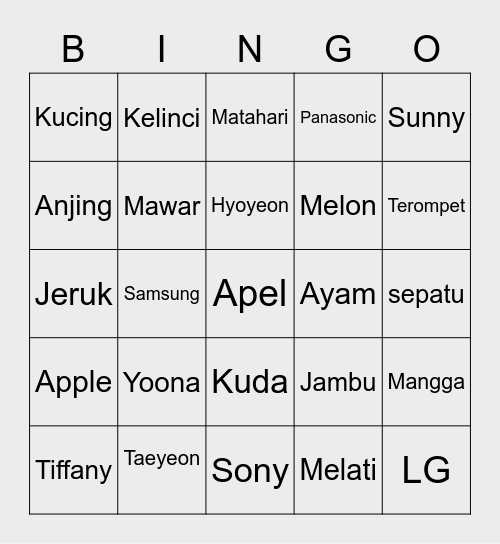 XIONxUC Bingo Card