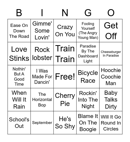 Misc. Hits Bingo Card