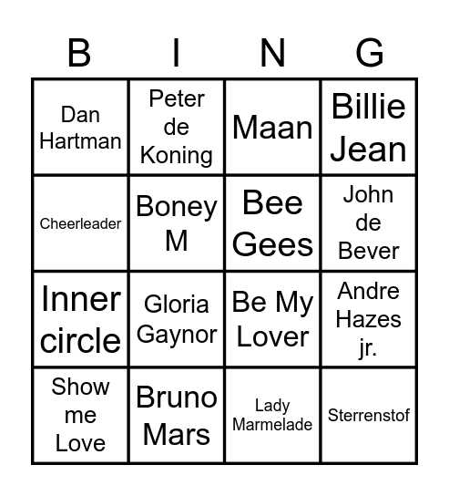 ZIN in de zomer muziekbingo Card