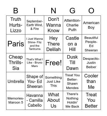 Guess that Remix Bingo Card