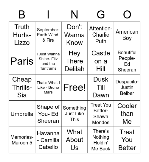 Guess that Remix Bingo Card