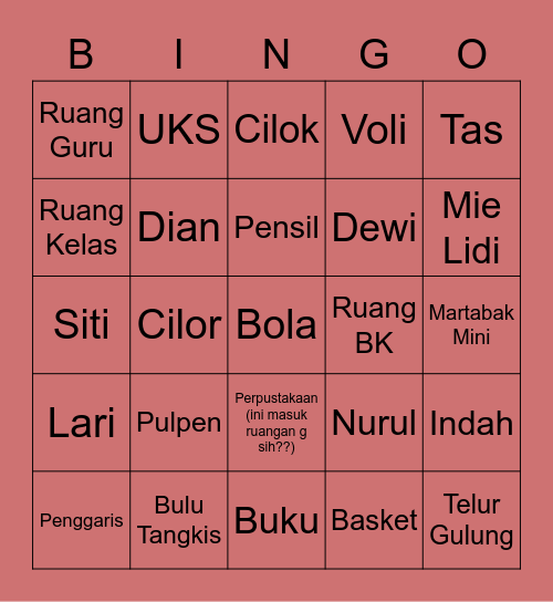 Bingonya Tea Bingo Card