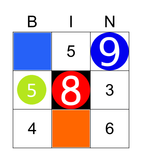 NUMBERS & COLORS Bingo Card