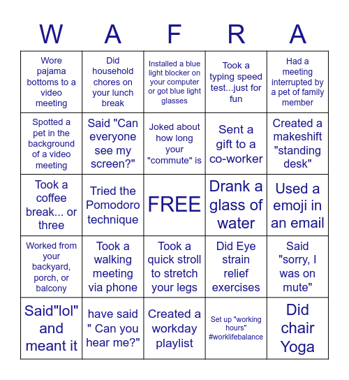 Wafra Bingo Card