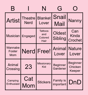 ☆ Penpal ~ Grace ☆ Bingo Card