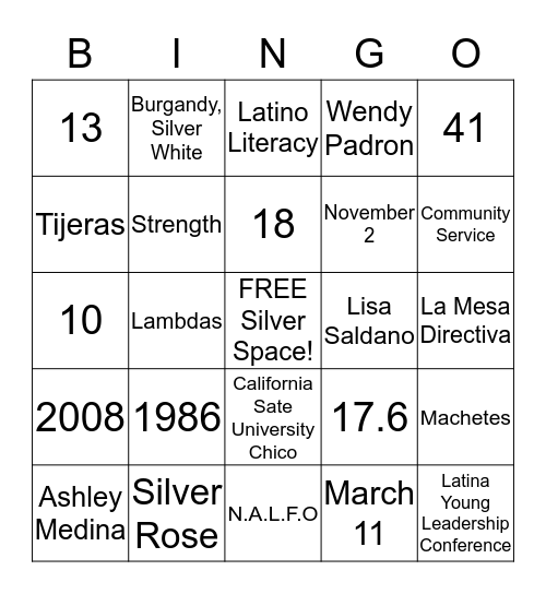 LAMBDA  Bingo Card
