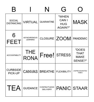 COVID BINGO Card