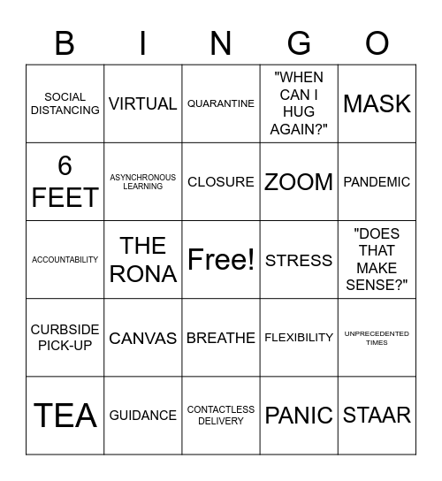 COVID BINGO Card