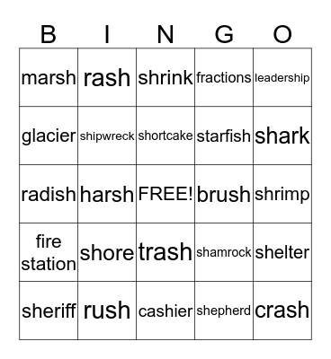 R/sh Bingo Card
