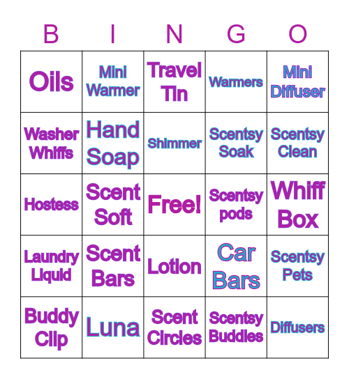 Becky's Mid-Summer Scentsy Blast Bingo Card