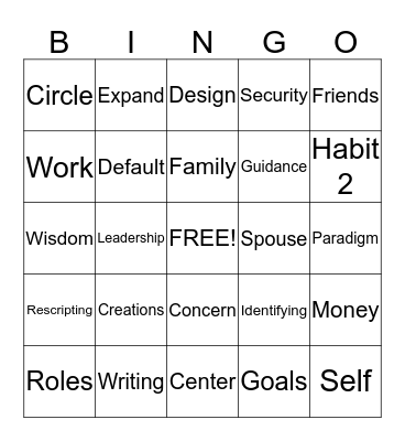 7 HABITS Bingo Card