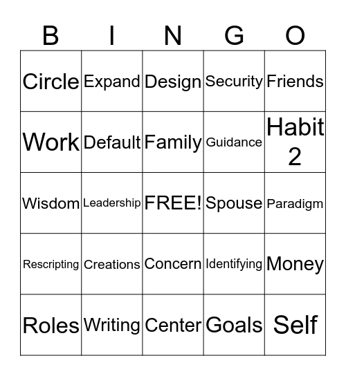 7 HABITS Bingo Card