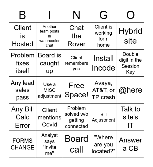 INCODE BINGO Card
