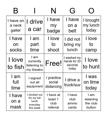 Fun Friday Bingo Card