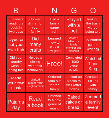 COVID Bingo Card