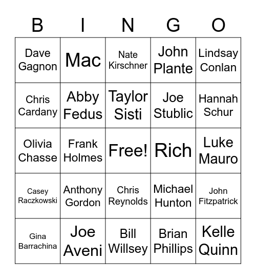 YP@L Bingo Card