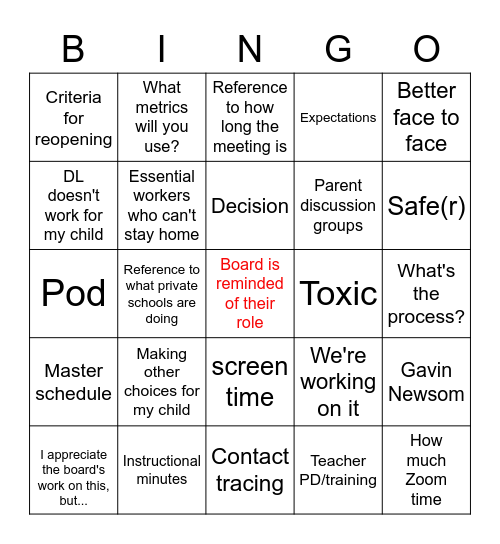 Board Meeting Bingo, SUPER CHALLENGE Bingo Card