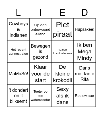 Muziek Bingo Card