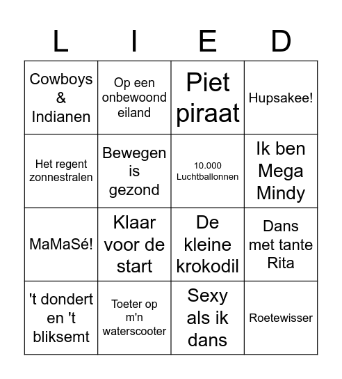 Muziek Bingo Card