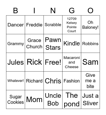 RITA'S BIRTHDAY Bingo Card