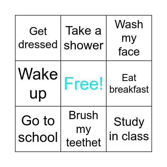 Daily Activity Bingo Card