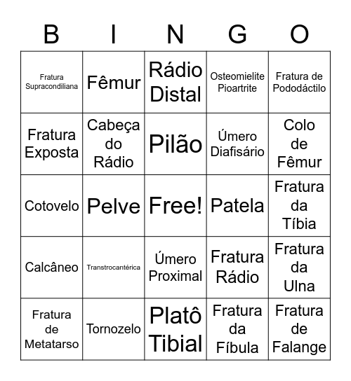 Bingo da Ortopedia Tatuapé Bingo Card