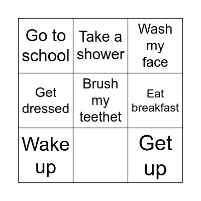 Daily Activity Bingo Card