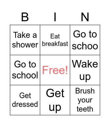 Daily Activities Bingo Card