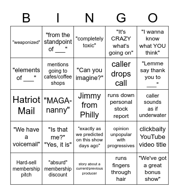 David Pakman Bingo Card