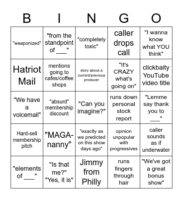 David Pakman Bingo Card
