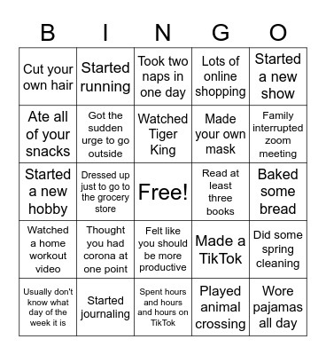 Quarantine Bingo!! Bingo Card