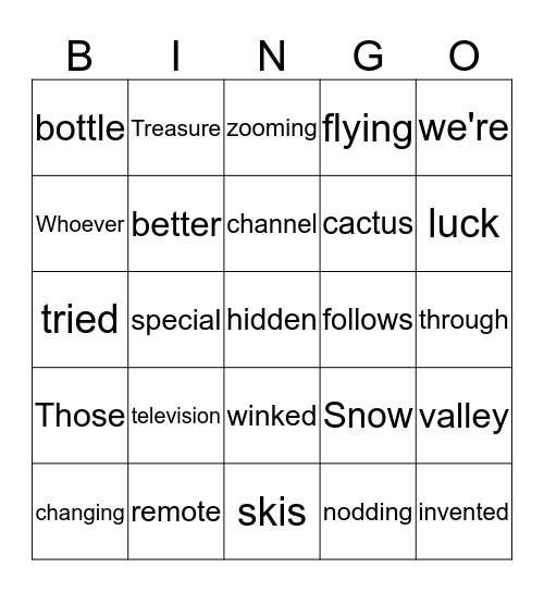 The Treasure Hunt Bingo Card