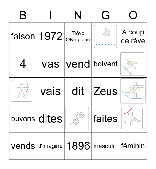 Class 3,Semaine 2: Révision Bingo Card