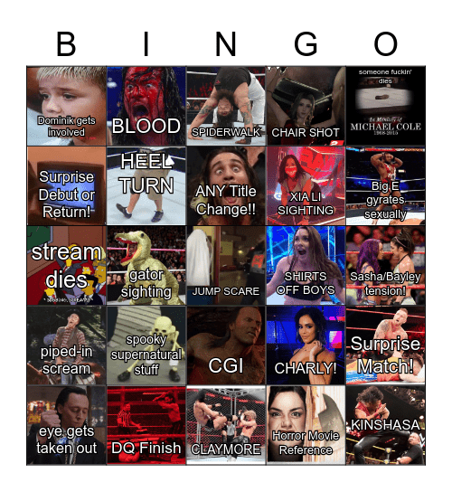 Extreme Rules: The Taima Horror Bingo Show Bingo Card