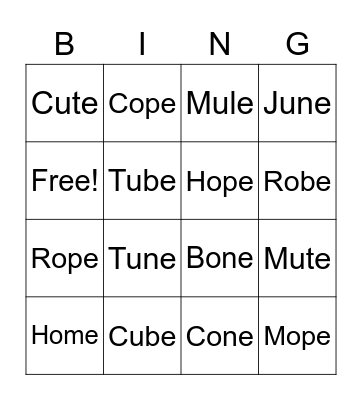 Phonics Bingo Card