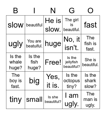 Is the Jellyfish beautiful? Bingo Card